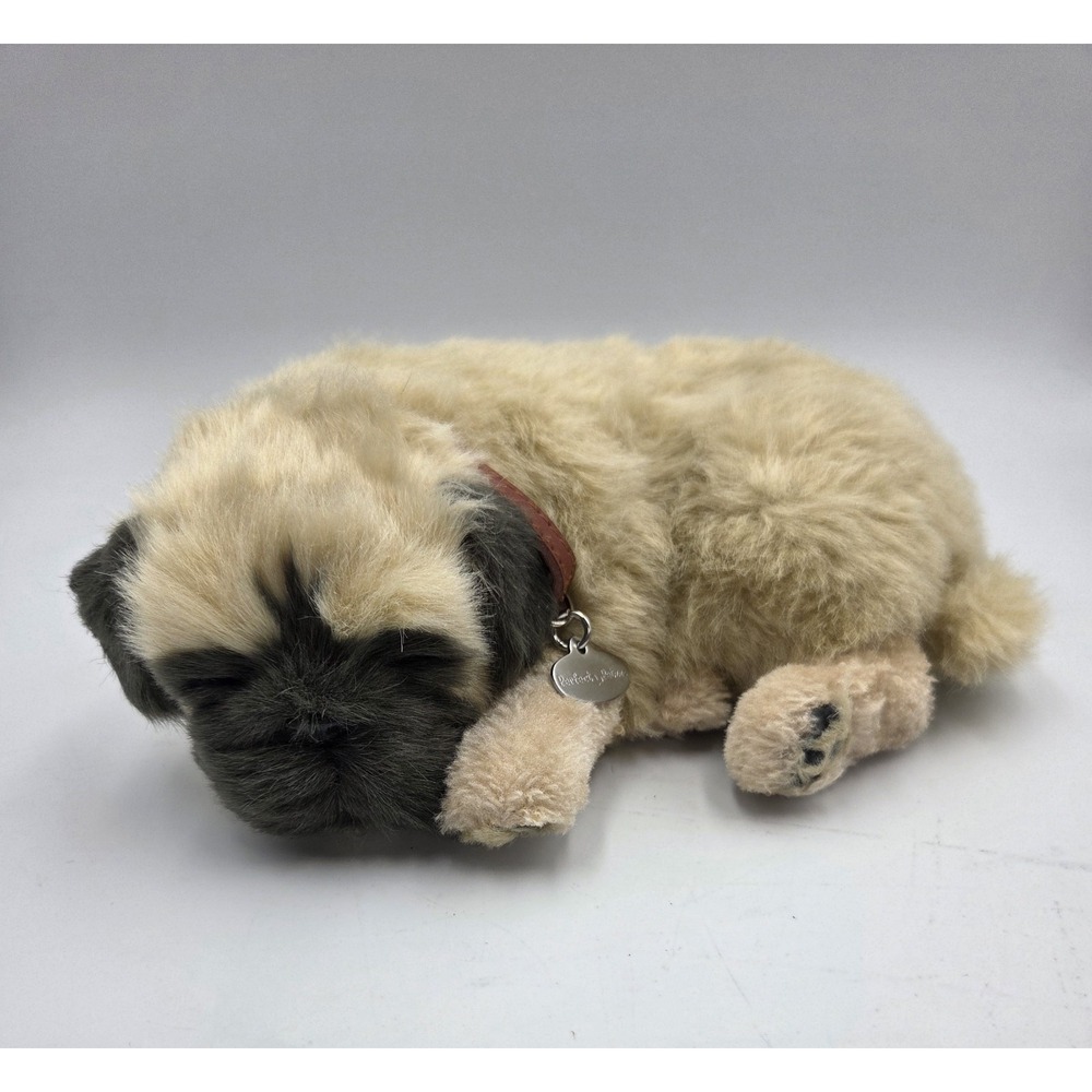 Perfect Petzzz Mini Sleeping Dog Plush Tan/Gray/Brown Breathes, Works D Battery